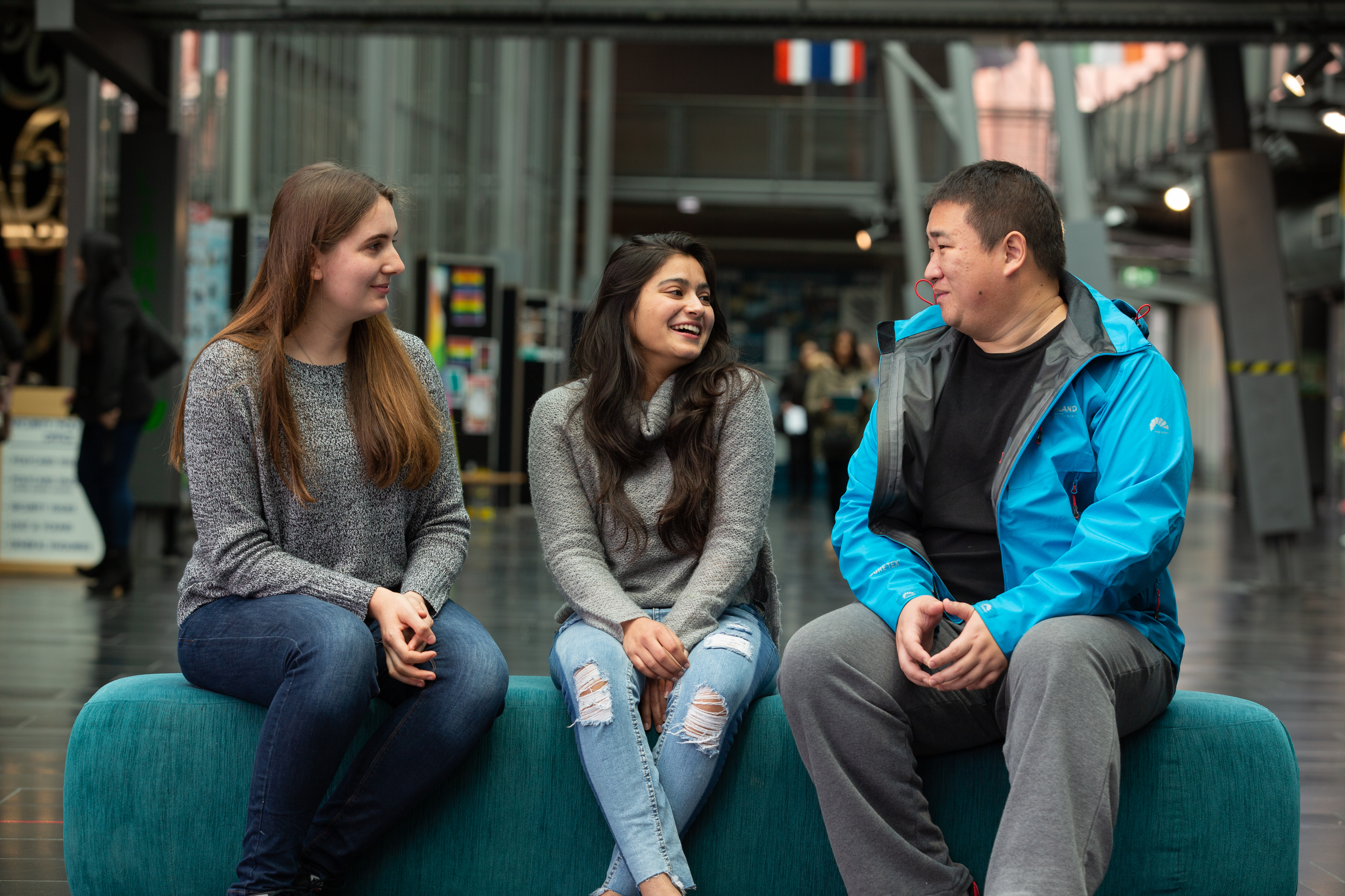 students talking together